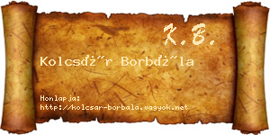 Kolcsár Borbála névjegykártya